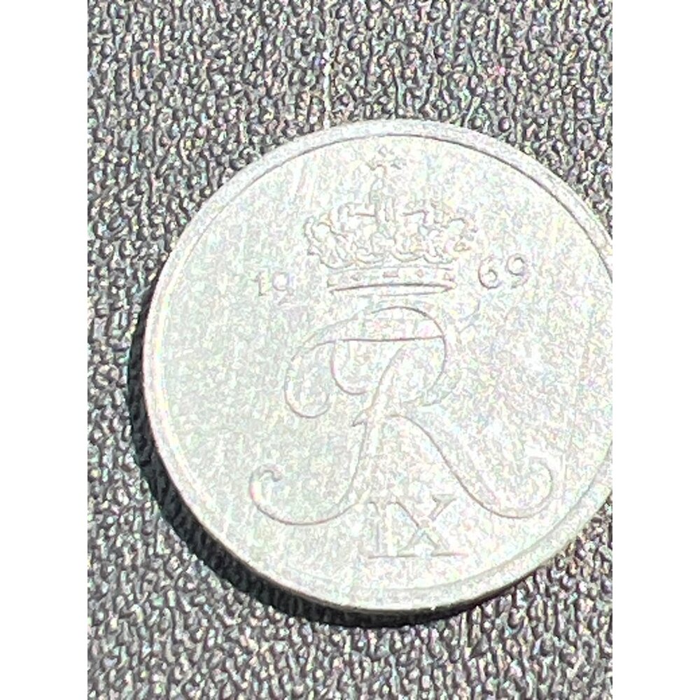 1969 Denmark 1 Ore Coin With Crown & Monogram Design
